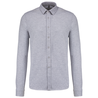 Camisa em malha piqué de manga comprida